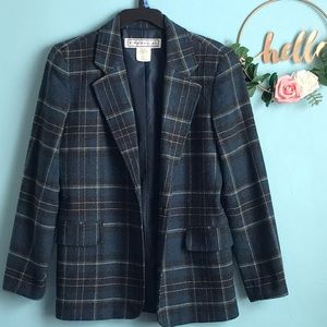 Chadwick’s Classic Colored Plaid Wool Blend Blazer Size 6